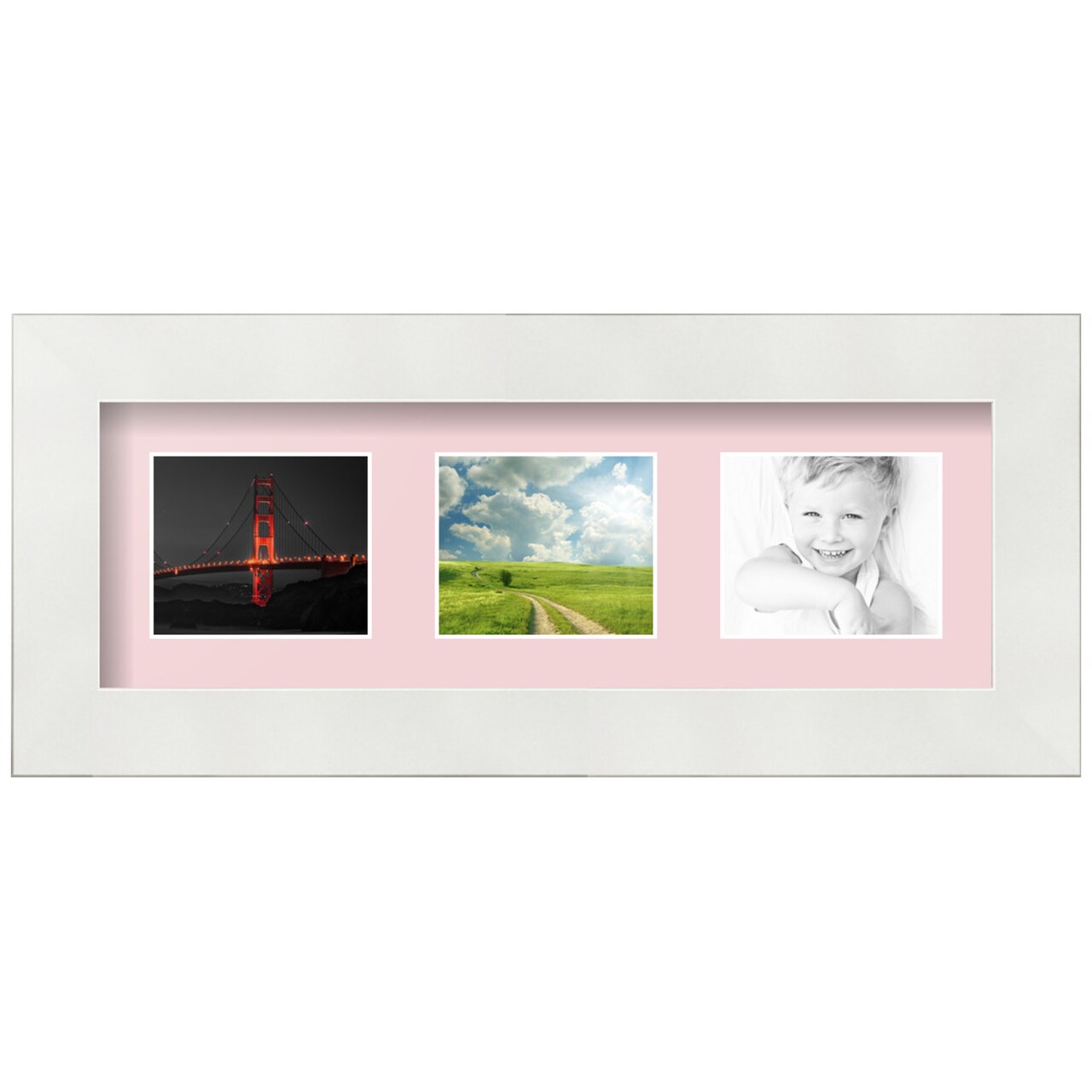 ArtToFrames Collage Photo Picture Frame with 3 - 2.5x3 inch Openings, Framed in White with Over 62 Mat Color Options and Regular Glass (CSM-3966-7649)
